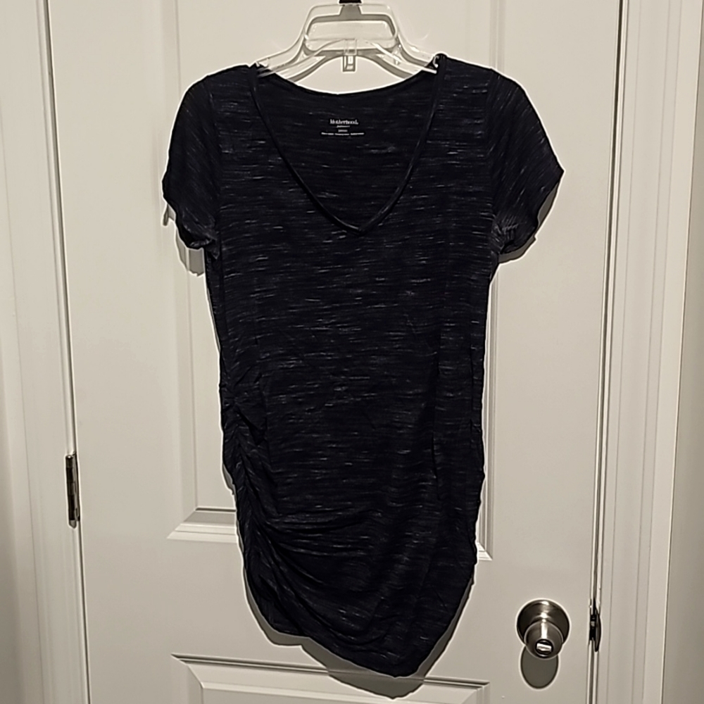 Motherhood Maternity V-Neck Short Sleeve T-Shirt Navy Spacedye Size Small